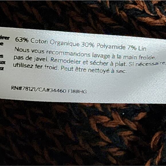 Eileen Fisher Organic Cotton Brown and Black Cowl Neck Sweater Size Medium - Picture 5 of 6